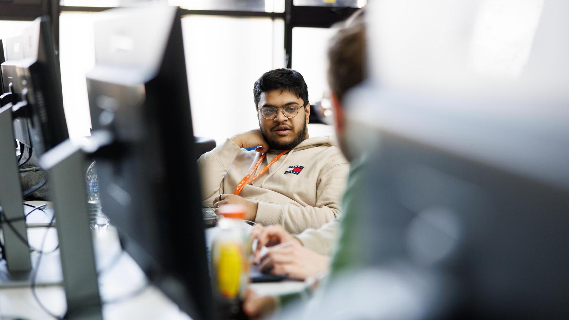 Student working at a computer